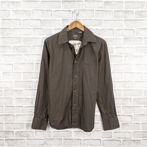 G Star Raw Men's Button up Shirt Long Sleeve in Brown Cotton Size Medium